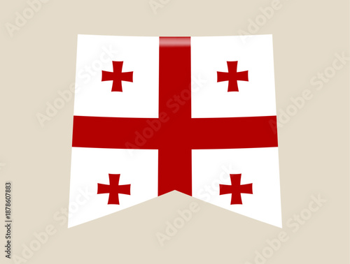 The National Flag of Georgia designed as a vertical pennant, an isolated vector illustration for national holidays and travel concepts, showing patriotic spirit.