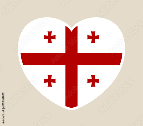 Flag of Georgia designed within a heart shape vector icon representing national pride and patriotic love for the country.