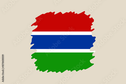 The Gambia flag designed in a creative map-like shape for national patriotic and travel concepts.