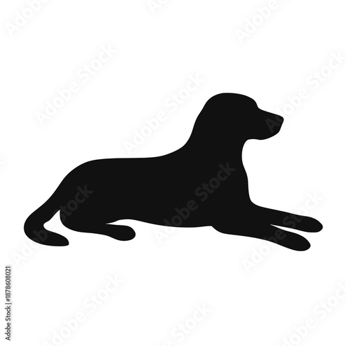 Dog silhouette lying down in flat design vector illustration