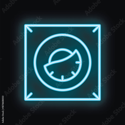 Neon glowing sign of a washing machine, a perfect visual for laundry services