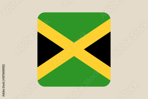 Jamaican Flag Vector Icon in a rounded square button style, isolated for modern web and application design projects.