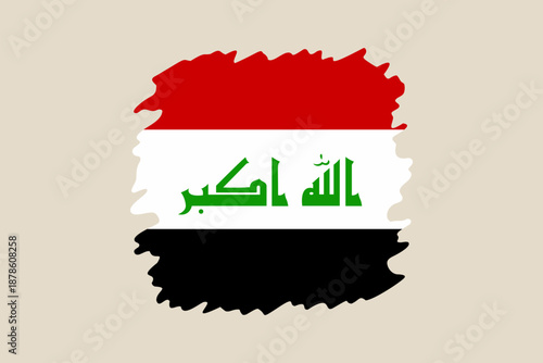 Flag of Iraq vector illustration painted in an artistic grunge brush stroke style for national patriotic designs.