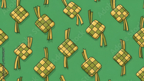 Flat Cartoon Diamond Shaped Woven Rice Pouch Pattern Design