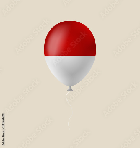 Indonesian Flag Balloon Floating in the Air for National Independence Day Celebration, a Patriotic and Festive Vector Illustration.