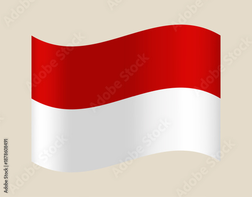 Indonesian Flag vector illustration waving gracefully in the wind on an isolated background for national day celebrations.