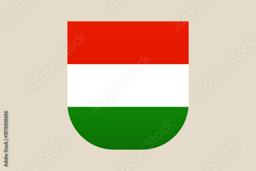 Hungarian National Flag Displayed in a Shield Emblem, an Isolated Vector Icon for Simple Patriotic Design Concepts.