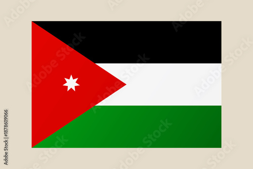 Jordan National Flag vector illustration isolated on a background, a patriotic symbol of the Middle Eastern country.