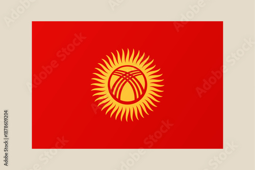 National Flag of Kyrgyzstan with sun symbol isolated as a vector graphic for design, representing patriotic national identity.