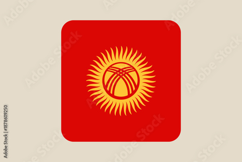Kyrgyzstan National Flag illustrated as a modern vector icon in a rounded square for web and mobile applications.