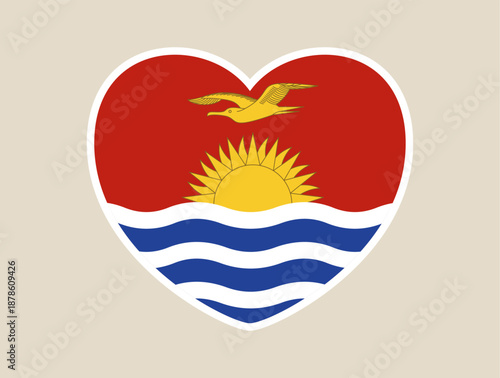 Kiribati Flag inside a heart shape vector icon representing national pride, love for the country, and patriotic feeling.