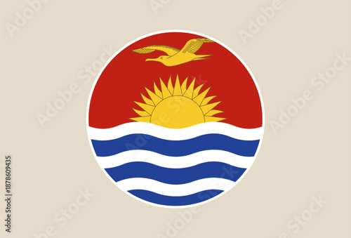 Kiribati National Flag designed as a modern circular icon, a patriotic symbol vector illustration on a clean background.