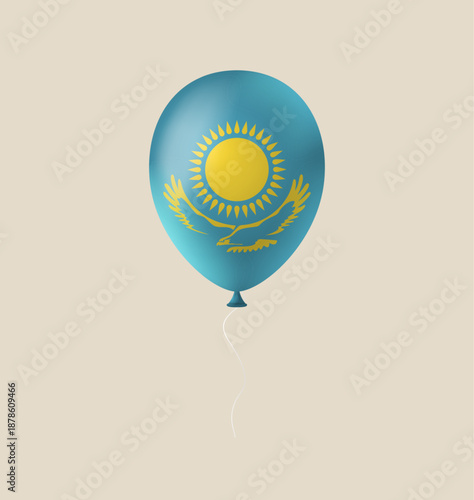 Kazakhstan Flag Balloon Floating in the Air, an Isolated Vector for National Holiday or Republic Day Celebration and Patriotic Pride.
