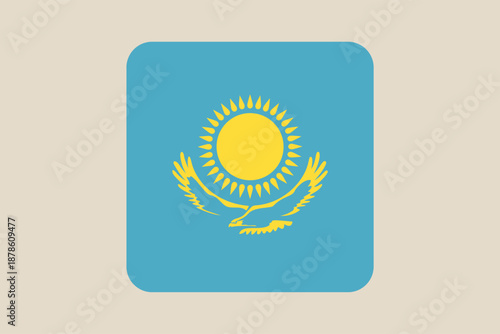 Kazakhstan national flag icon featuring the golden sun and eagle in a rounded square for modern web design.