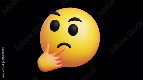 3D Thinking Face Emoji Animation | Alpha Loop
