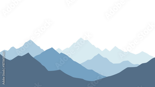 Blue mountain range illustration, abstract vector landscape background
