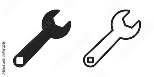 Wrench icon in flat style. Spanner vector illustration on isolated background. Engineering equipment sign business concept.