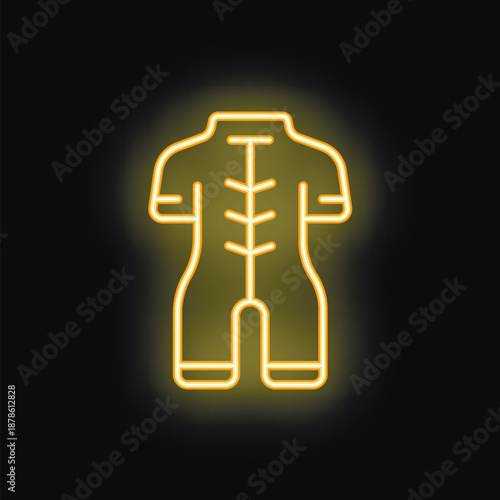 Yellow neon diving suit glowing on a black background, perfect for any underwater adventure concept