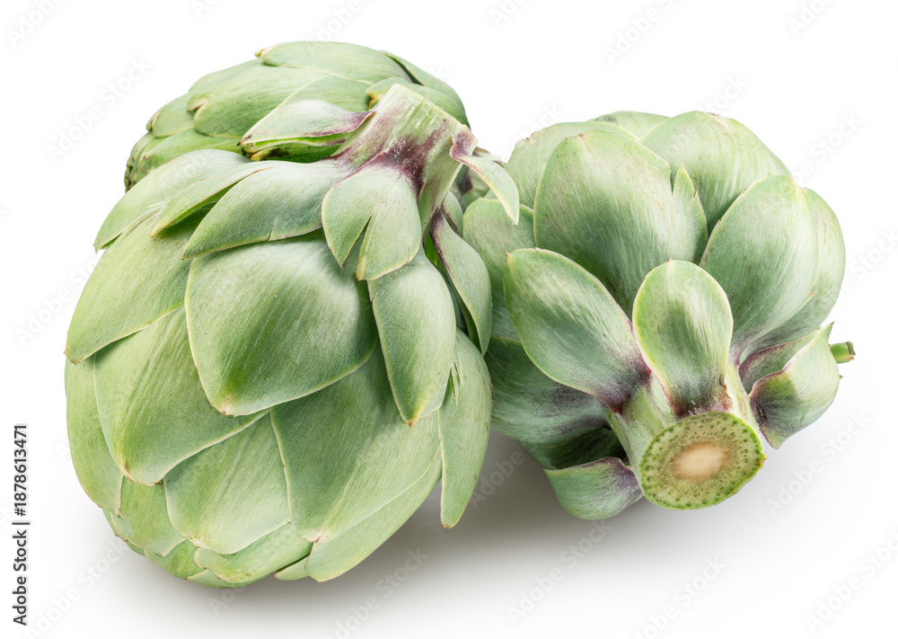 Fototapeta premium French artichokes isolated on white background. File contains clipping paths.