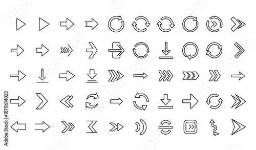 Minimal outline arrow icons mega pack vector illustration