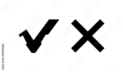 Check mark and cross icon set. Flat yes and no symbols vector