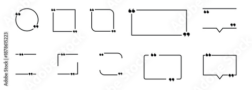 Quote Box Frame Big Set Vector Illustration, Blank Quote Text in Speech Bubble, Quotation Box Icons and Templates for Blog Quotes, Information Design, Social Media, Web Content and Editorial Layouts