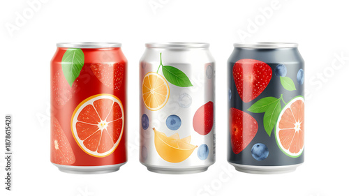 Natural healthy fruit juice cans