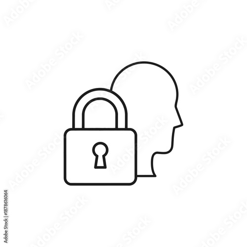 Privacy Head Lock Icon – Personal Data Protection and Security