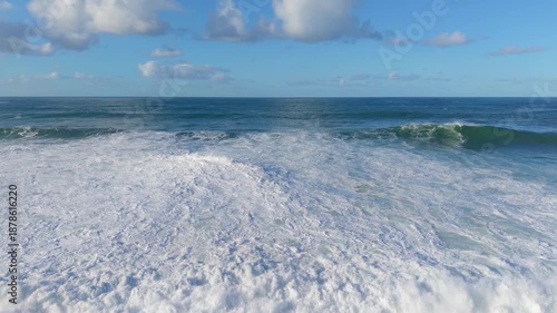 Foamy Sea Waves - Wide, Slow Motion