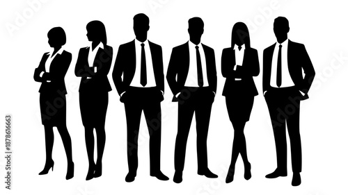 Group of Business Professionals in Formal Attire isolated PNG with Transparent Background