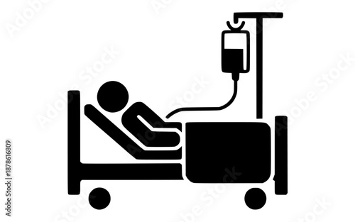 Hospital Patient Receiving IV Treatment Icon isolated PNG with Transparent Background