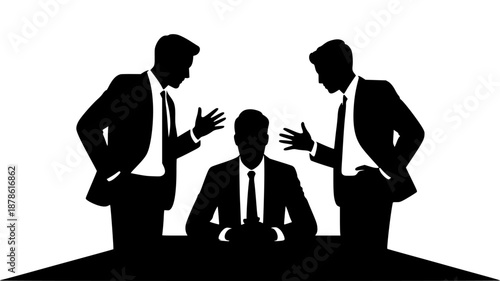Businessmen Discussing at Meeting Table Vector Illustration isolated PNG with Transparent Background