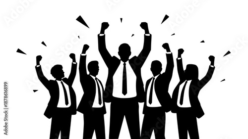 Business Team Celebrating Success Illustration isolated PNG with Transparent Background