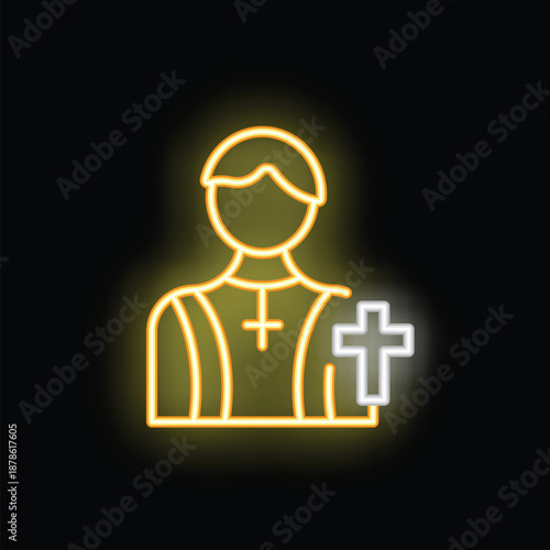 This neon icon is perfect for representing concepts of religion, faith, and spirituality