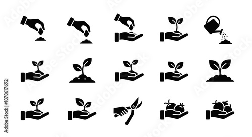 Collection of Seedling and Gardening Icons.