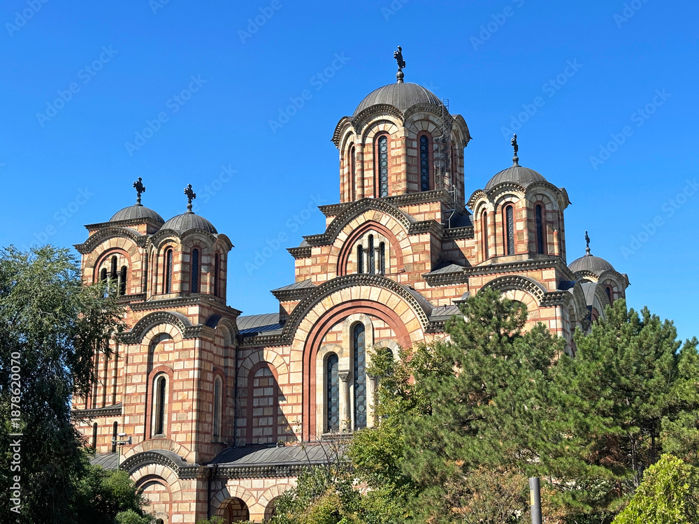 Obraz premium Belgrade, Serbia. September 19, 2025. A view from St. Mark's Church in Belgrade, Serbia.