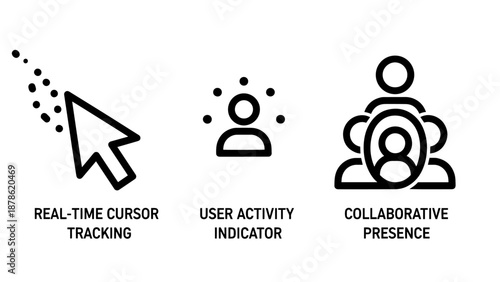 Collaborative Interface Icons for Real Time Cursor Tracking User Activity Indicators and Team Presence