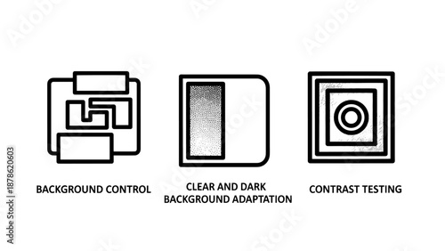 Web accessibility and user interface design icons for background control adaptation and contrast testing