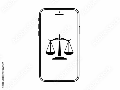 Black and white line drawing of a scale on a smartphone