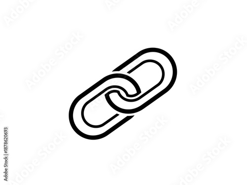 A single chain link icon in black on a for design