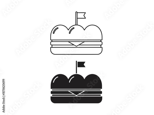 Two hamburger icons in black and white on a for design