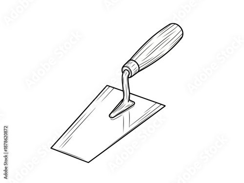 Trowel with handle for applying and smoothing materials like plaster or cement