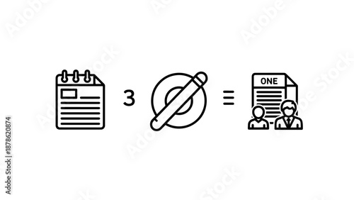 Simplification Concept Icons Showing Transition from Multiple Tasks to One Single Efficient Process for Better Management