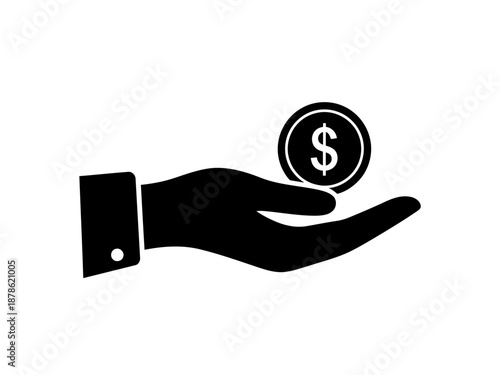 Hand holding dollar coin