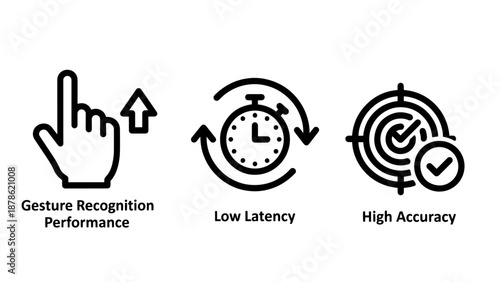 Performance Metrics Icons for Gesture Recognition Low Latency and High Accuracy in Technological Interface Development