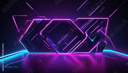 Neon sign with purple and blue lights