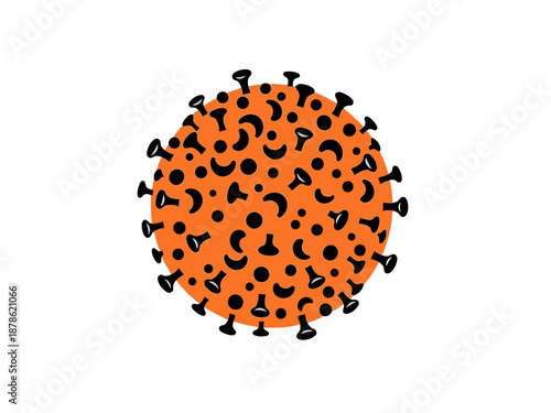 An orange circle with black jackolantern faces
