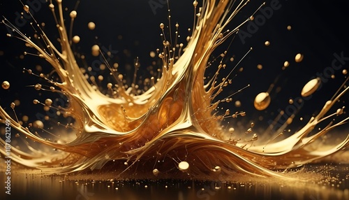 Gold splash of paint is on the ground