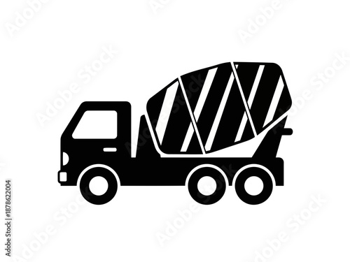 Black silhouette of a cement mixer truck
