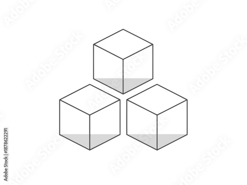 Three dimensional cubes with lines and shading
